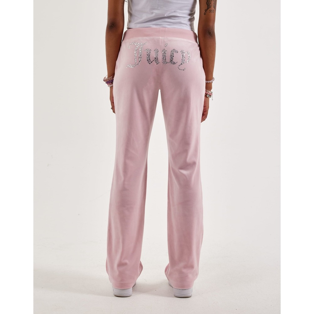 Juicy Couture Pink Velour Rhinestone Logo Wide Leg Lounge Pants XL 9188-47